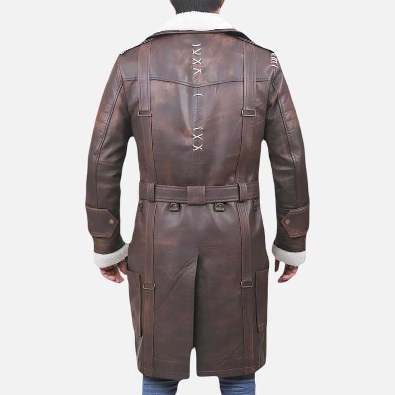 Stylish distressed leather battlecoat inspired by Elder Maxson to buy from Glory Store US