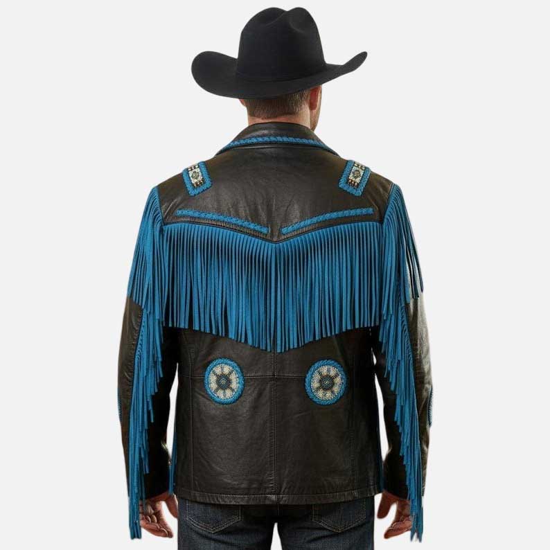 Stylish western fringe suede cowboy jacket for sale with tassel detail by Glory Store US