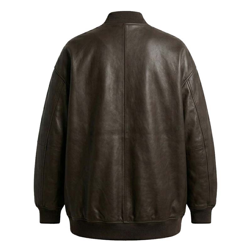 Women's Black Lambskin Leather Bomber Jacket With Relaxed Fit Design