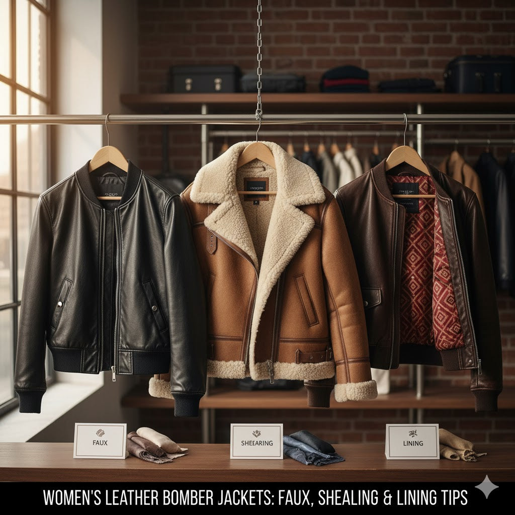Women’s Leather Bomber Jackets: Faux, Shearling & Lining Tips