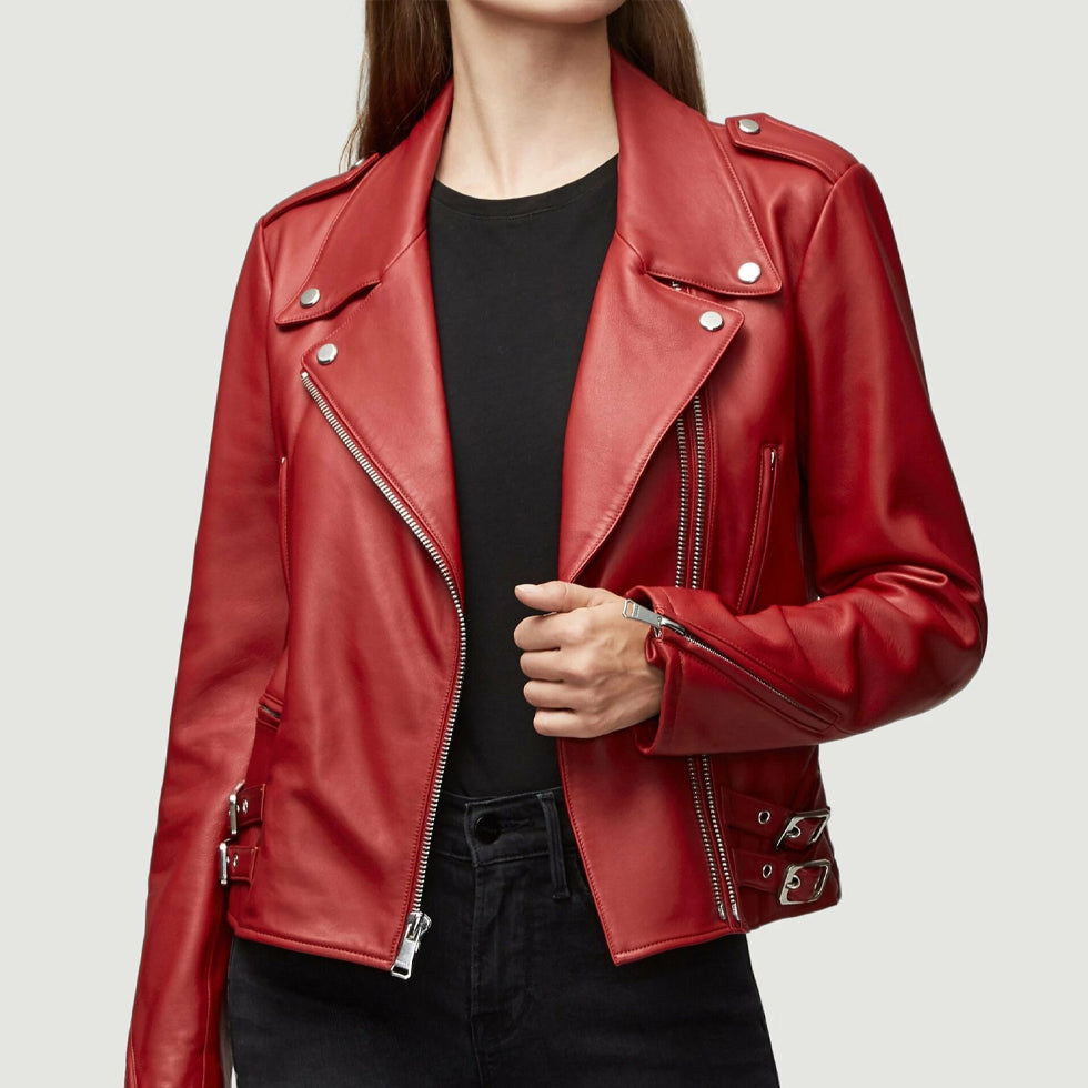 Classic Red Biker Jacket