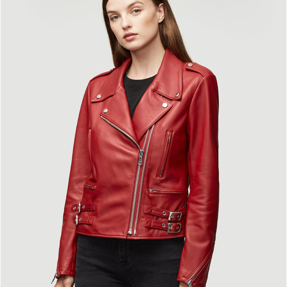 Classic Red Biker Jacket