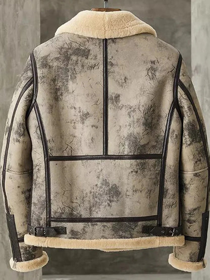 Men's Fur B3 Flight Aviator Shearling Bomber Jacket - Premium 2023
