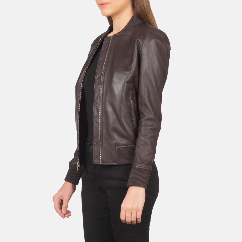 Bliss Maroon Leather Bomber Jacket - Stylish Outerwear