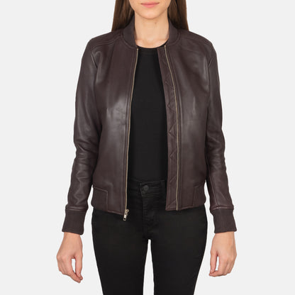 Bliss Maroon Leather Bomber Jacket - Stylish Outerwear