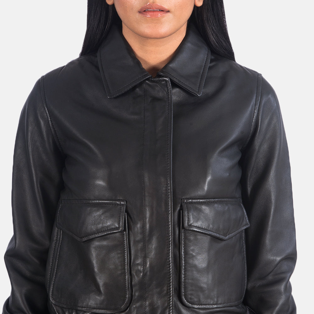 Westa A-2 Black Leather Bomber Jacket