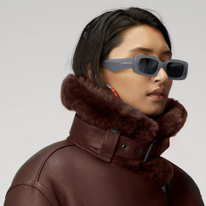 New Sheepskin Shearling Aviator Brown Fashion Leather Jacket For Women