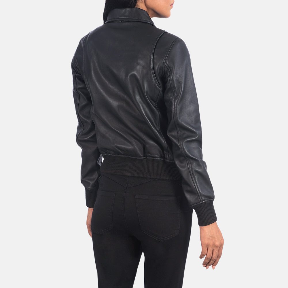 Westa A-2 Black Leather Bomber Jacket