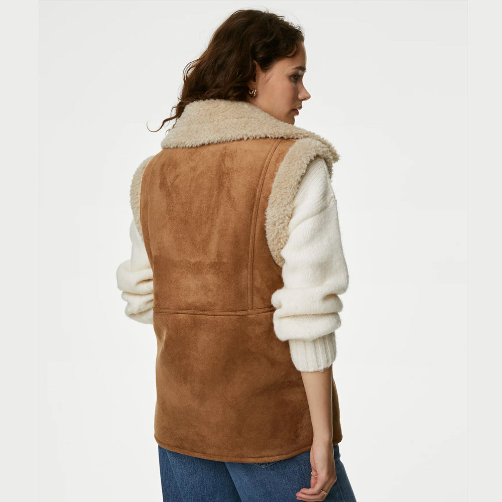 Faux Shearling Collared Vest