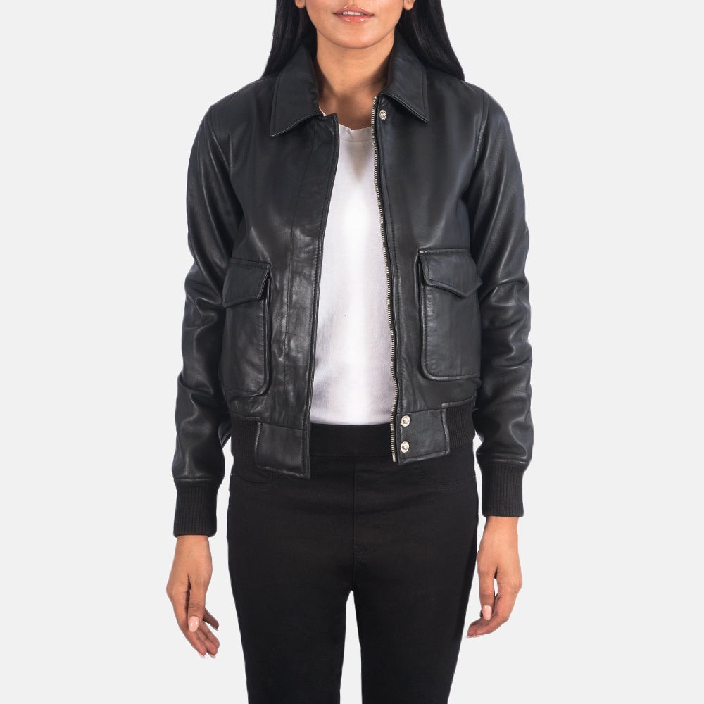 Westa A-2 Black Leather Bomber Jacket