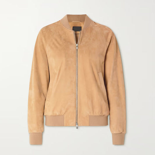 Beige Western Women's Suede Leather Jacket