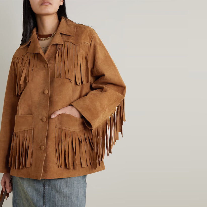 Cowboy Fringe Western Leather Suede Jacket