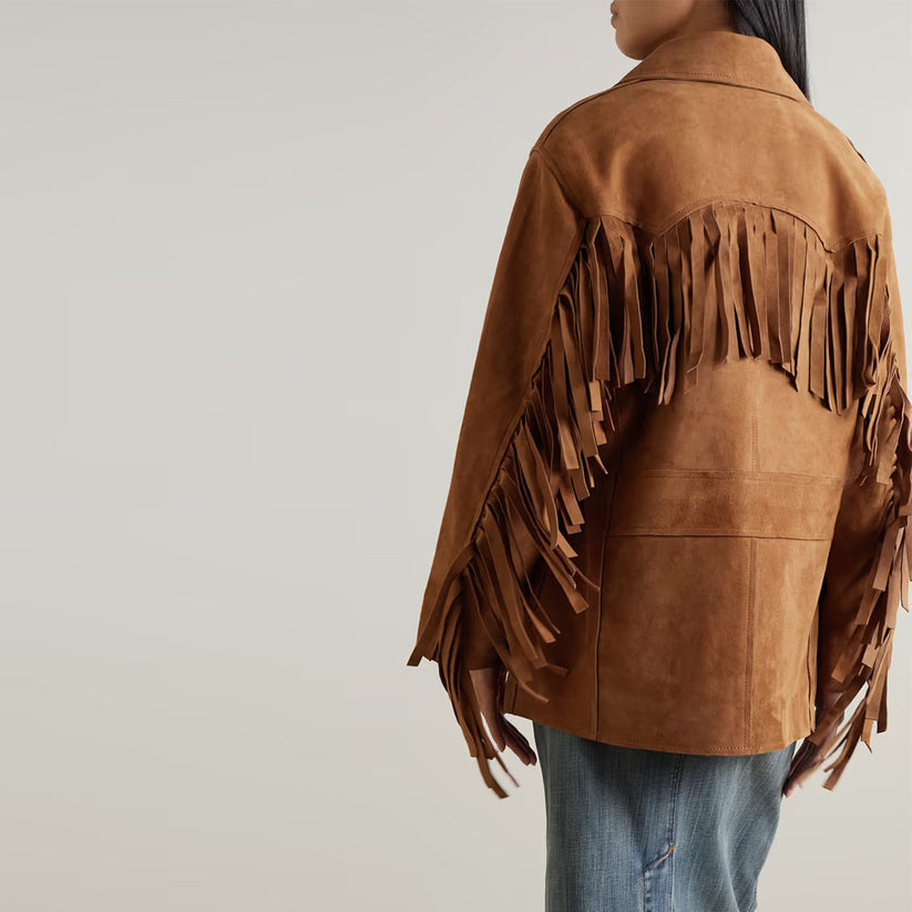 Cowboy Fringe Western Leather Suede Jacket