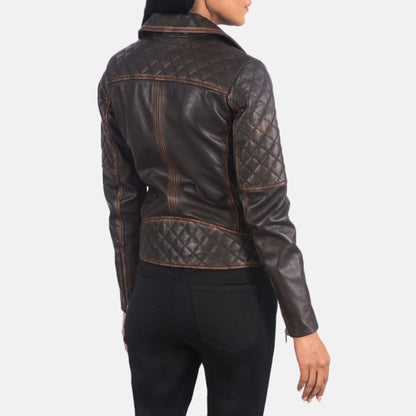 Carolyn Quilted Brown Biker Jacket – Vintage Charm