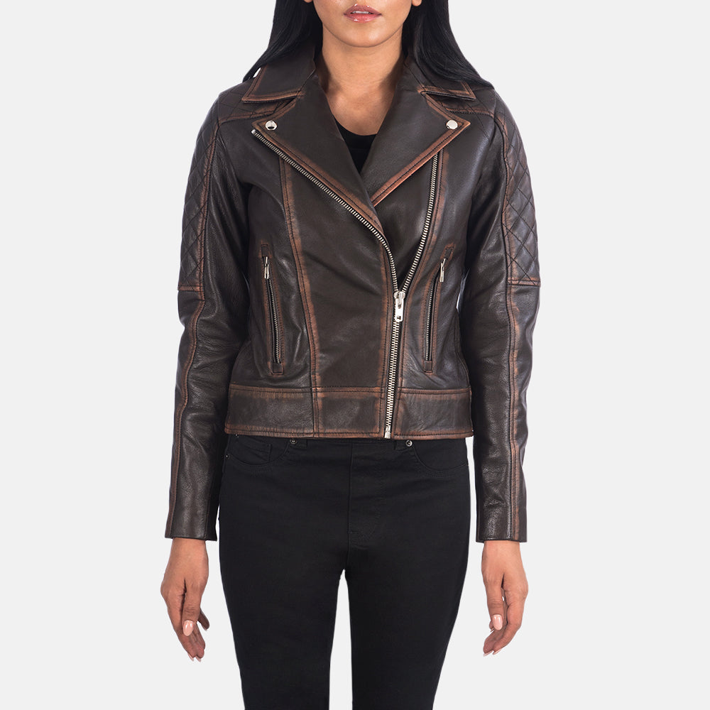 Carolyn Quilted Brown Biker Jacket – Vintage Charm