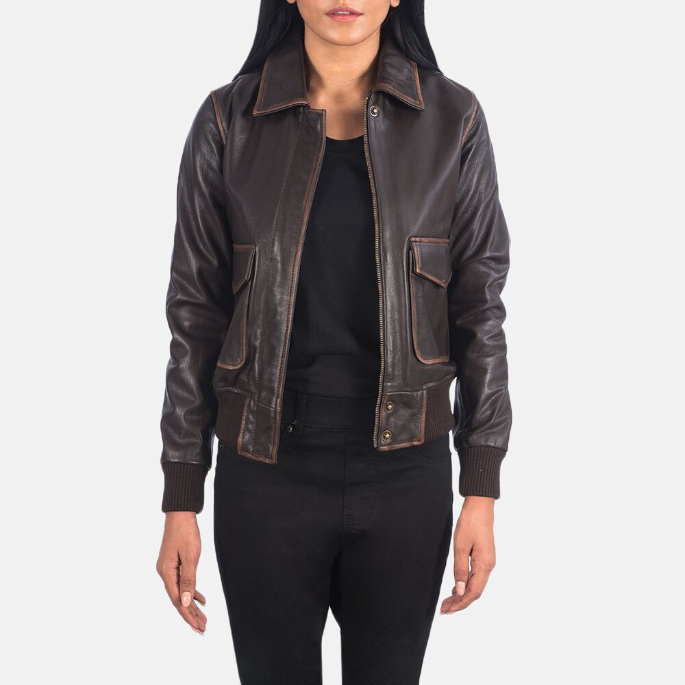 Westa A-2 Brown Leather Bomber Jacket