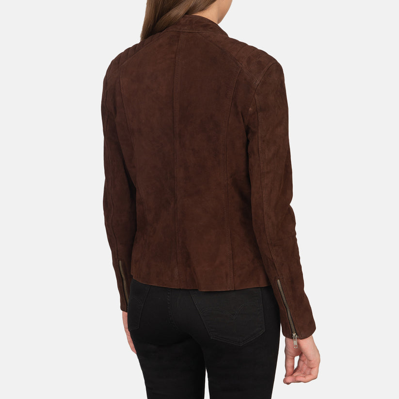 Kelsee Mocha Western Biker Suede Jacket Women