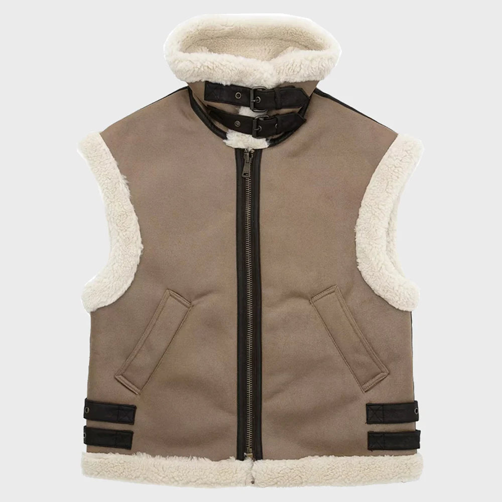 Women's Loose Shearling Front Zipper Vest