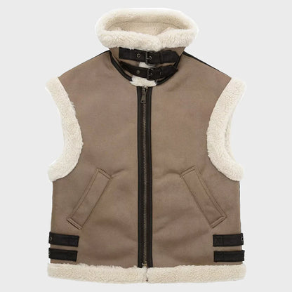 Women's Loose Shearling Front Zipper Vest