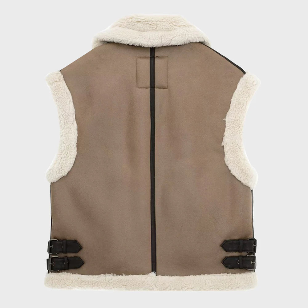 Women's Loose Shearling Front Zipper Vest