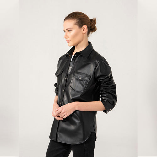 Black Noble Womens Leather Shirt