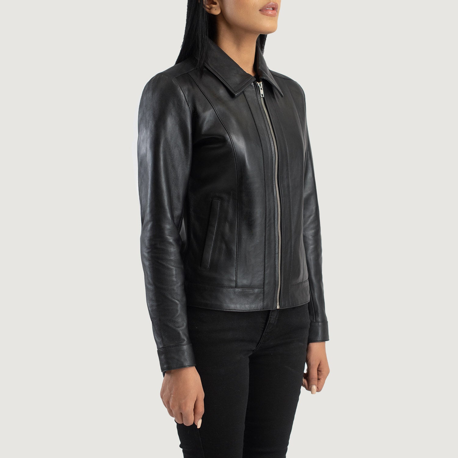 Vixen Black Biker Jacket – Classic Collar Style