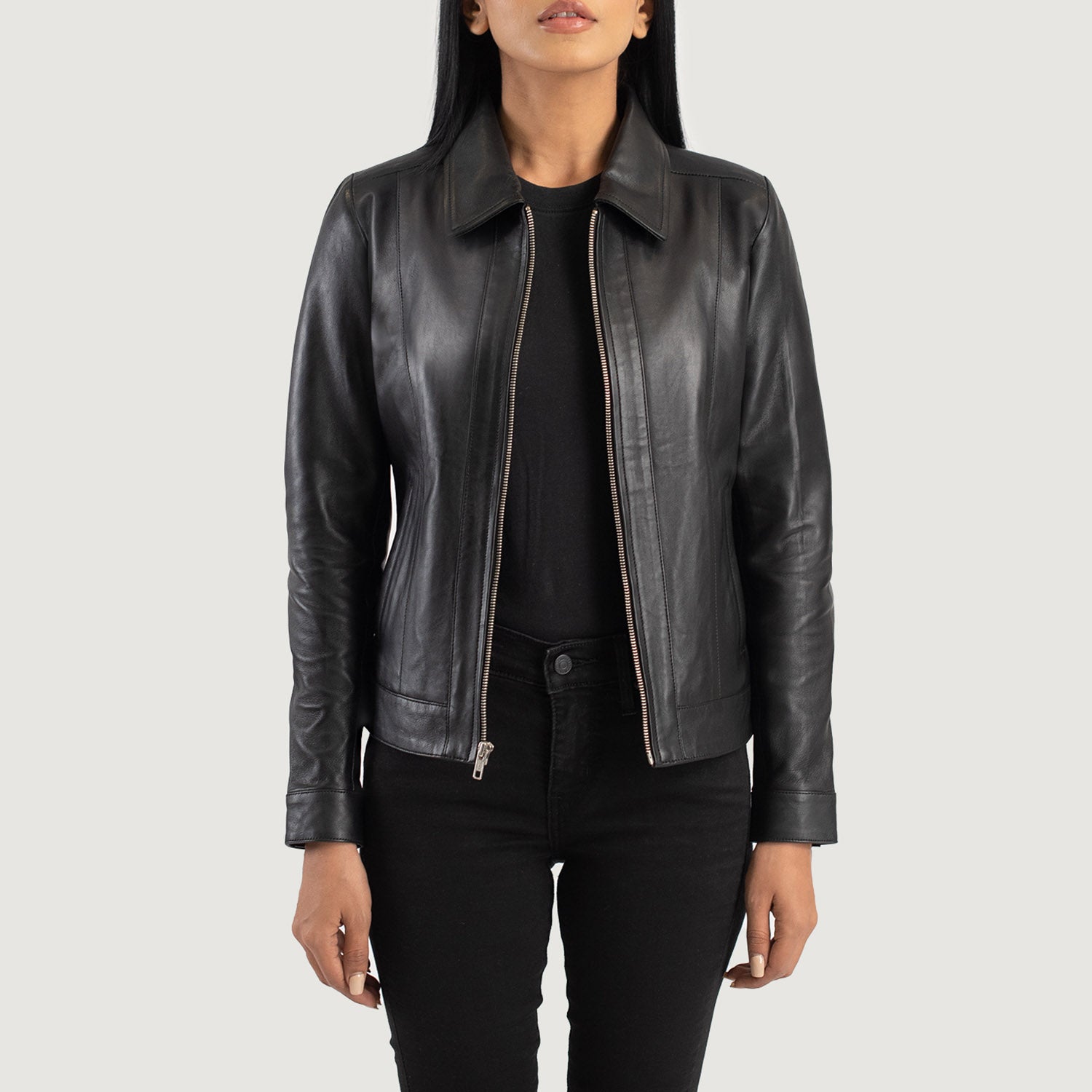 Vixen Black Biker Jacket – Classic Collar Style