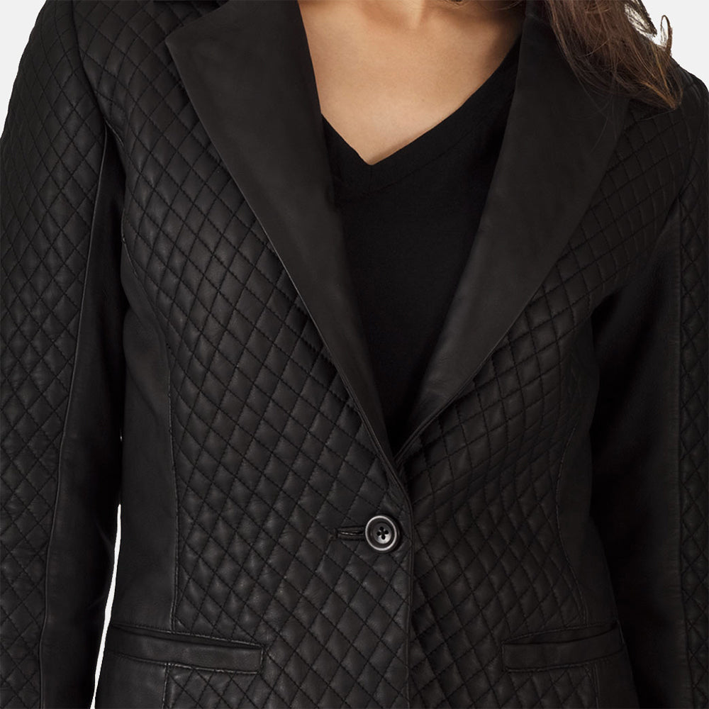 Black - Women's Fashion Leather Blazer