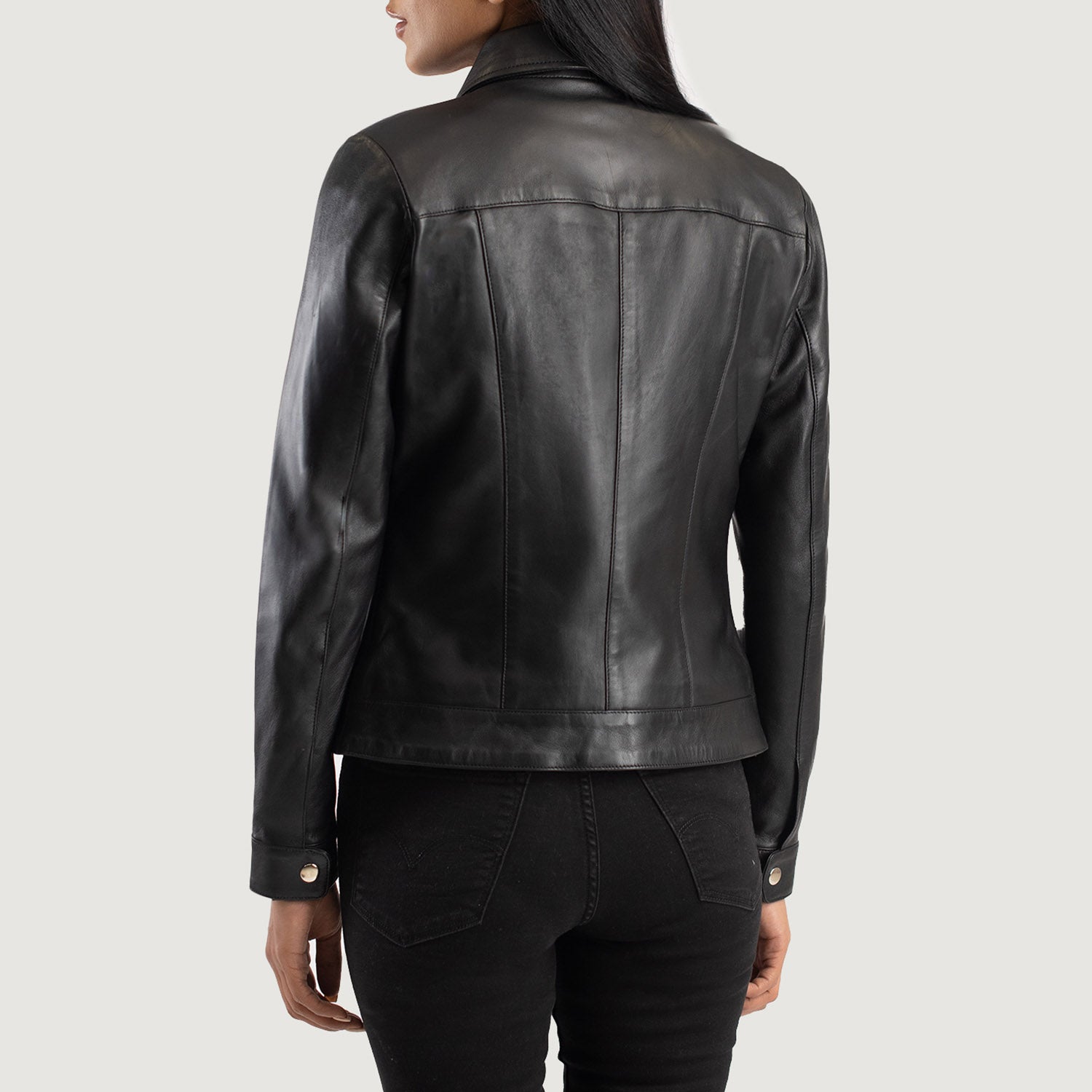 Vixen Black Biker Jacket – Classic Collar Style