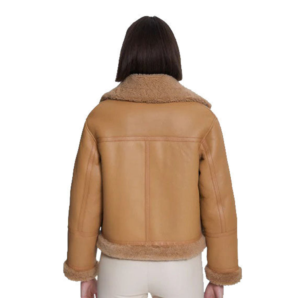 Women's Suede Shearling Jacket with Mink Curly Fur