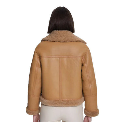 Women's Suede Shearling Jacket with Mink Curly Fur