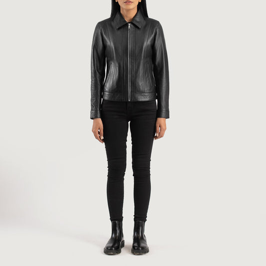 Vixen Black Biker Jacket – Classic Collar Style