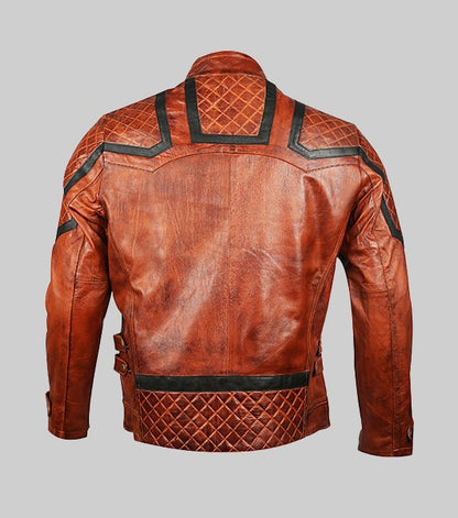 101 Men’s Tan Vintage Real Leather Motor Biker Jacket