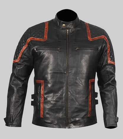 101 Men’s Vintage Distressed Real Leather Motor Biker Jacket