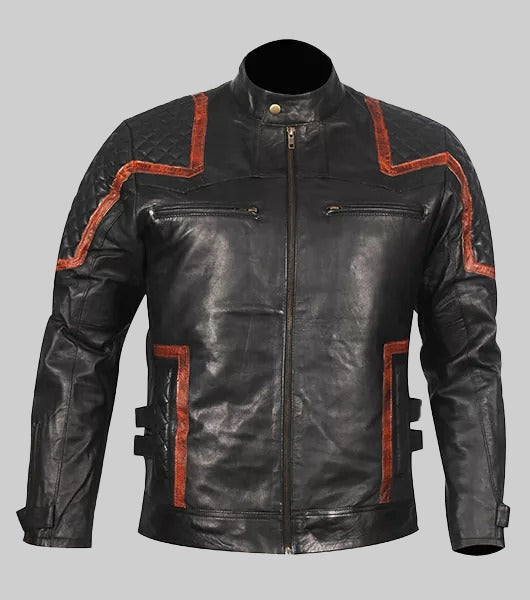 101 Men’s Vintage Distressed Real Leather Motor Biker Jacket