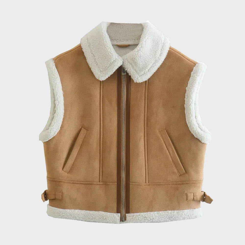 Women's Vintage Sleeveless Faux Shearling Vest