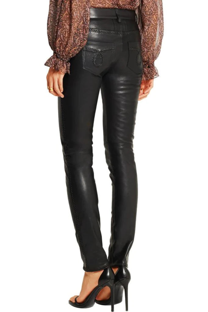 Women's Real Lambskin Leather Capri Pant