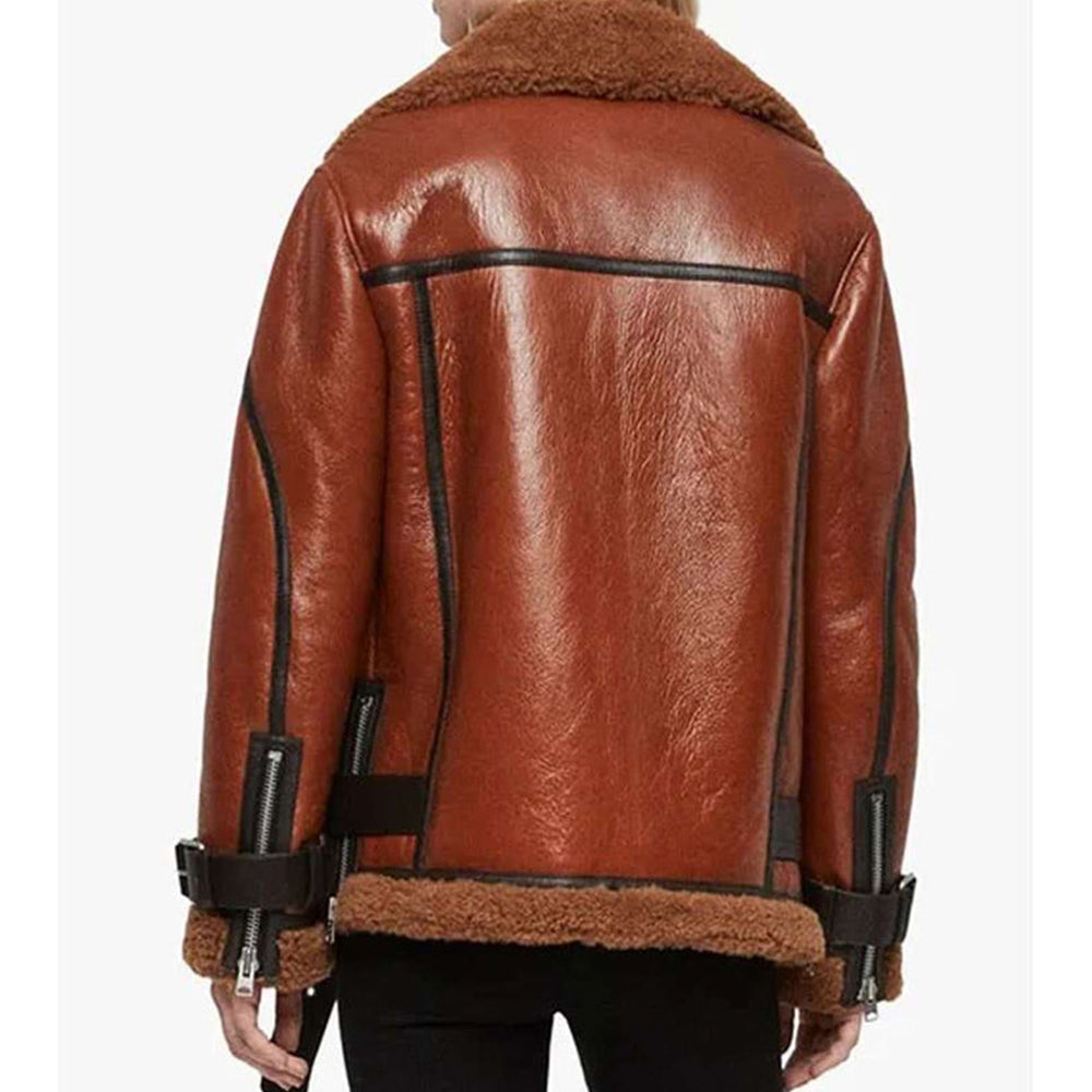 Blanche Rusty Brown Oversized Shearling Jacket