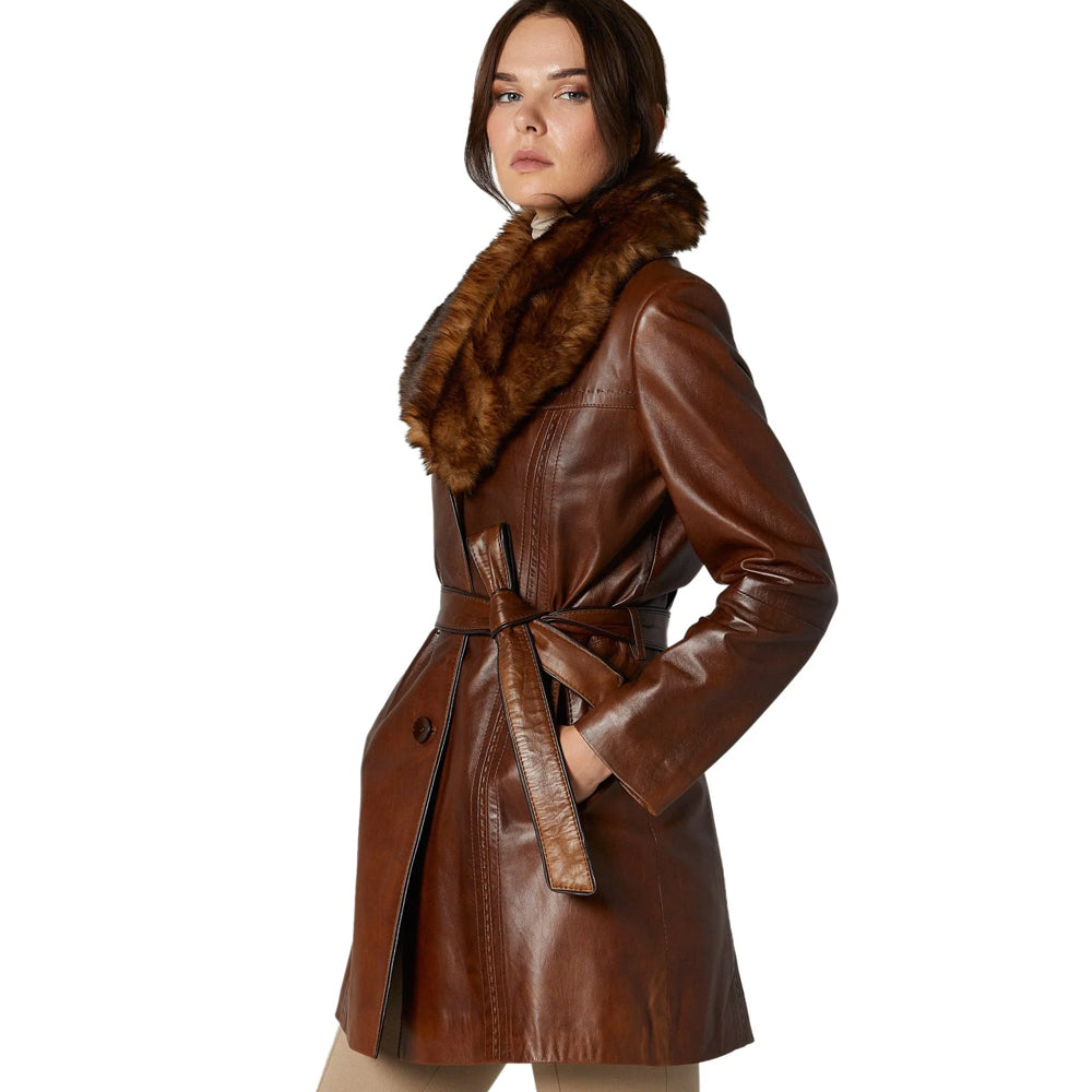 Binky Felstead Brown Women’s Long Trench Coat