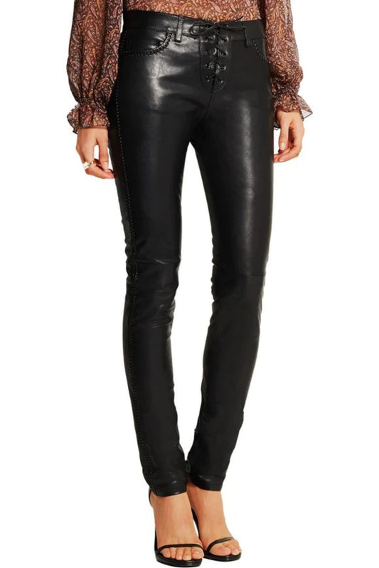 Women's Real Lambskin Leather Capri Pant