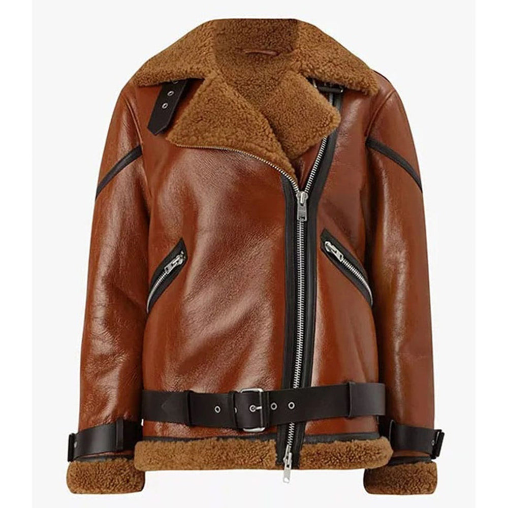 Blanche Rusty Brown Oversized Shearling Jacket