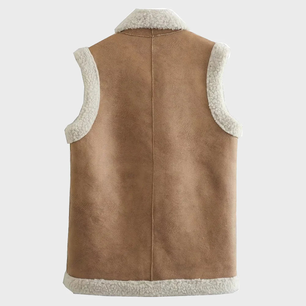 Women's Vintage Sleeveless Shearling Waistcoat