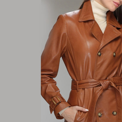 Lamb skin Leather Coat