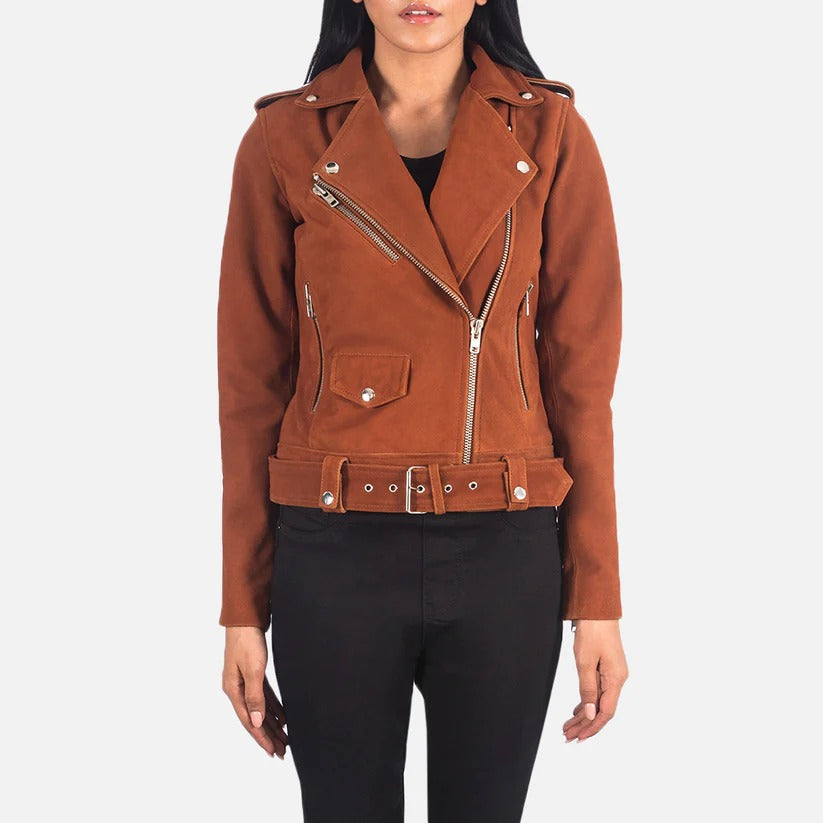 Alison Brown Belted Western Women Suede Jacket