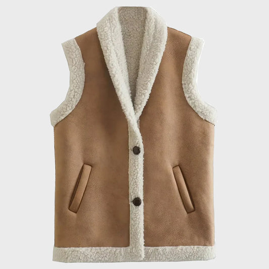 Women's Vintage Sleeveless Shearling Waistcoat