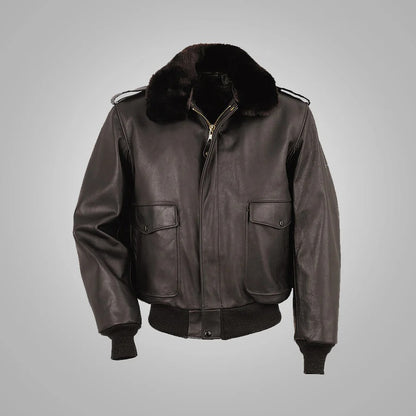 Men’s Brown RAF A2 Cowhide Leather Flight Jacket – Classic Flying Style
