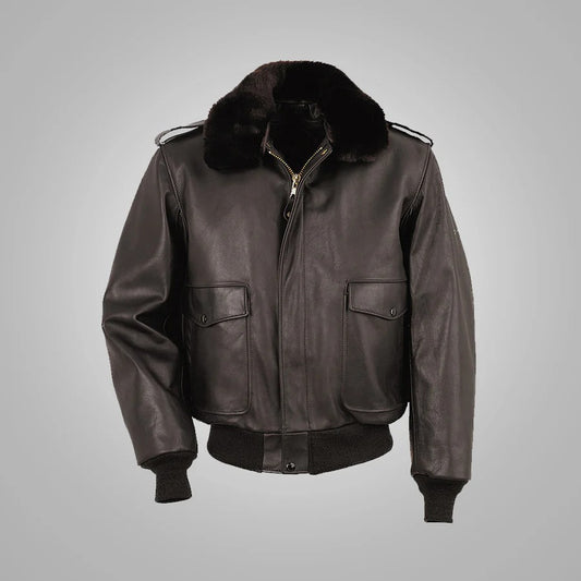 Men’s Brown RAF A2 Cowhide Leather Flight Jacket – Classic Flying Style