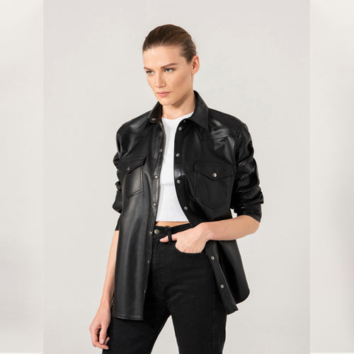 Black Noble Womens Leather Shirt