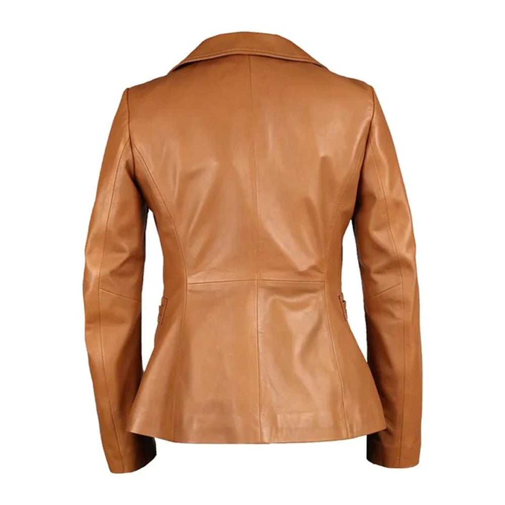 Women's Lambskin Tan Leather Blazer