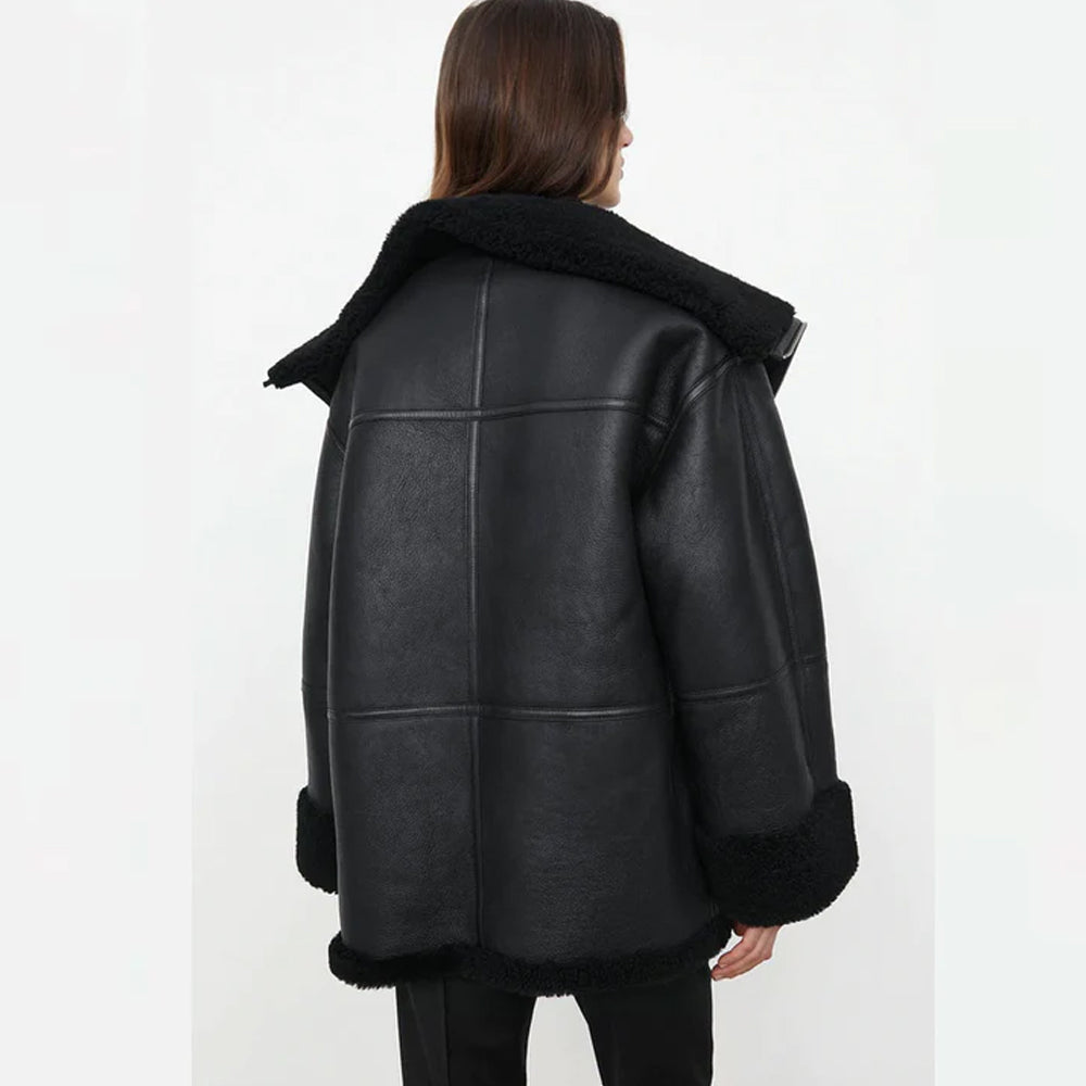 Women B3 RAF Styled Sheepskin Shearling Leather Jacket